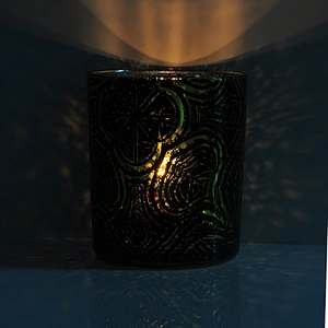 10oz 20oz Wholesales recycled tealight black glass candle holder for home decor with packaging