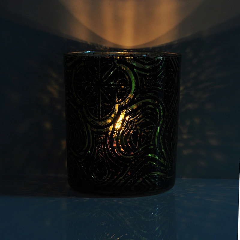 10oz 20oz Wholesales recycled tealight black glass candle holder for home decor with packaging