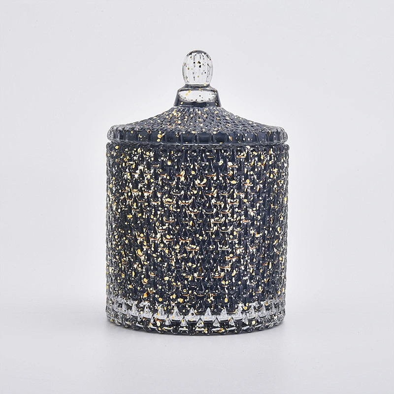 280ml Black Candle Holder With Gold Decoration