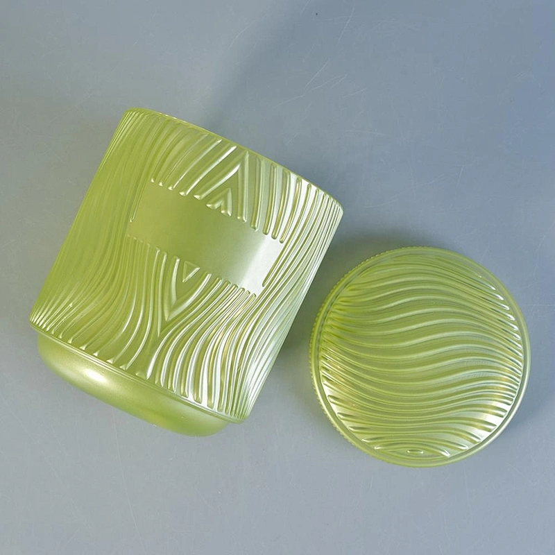 Supplier green river design candle glass jars with cover