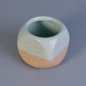 Home decoration Chinese square colored wood ceramic candle holder 4oz 6oz 8oz