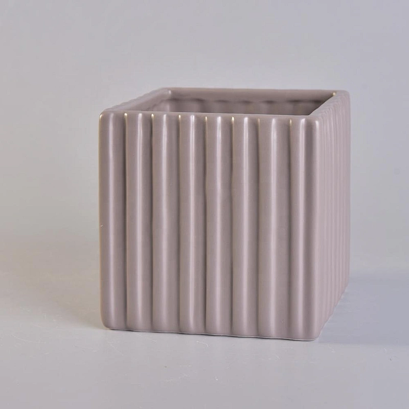 Wholesales Customized grey square ceramic jars candle 10oz