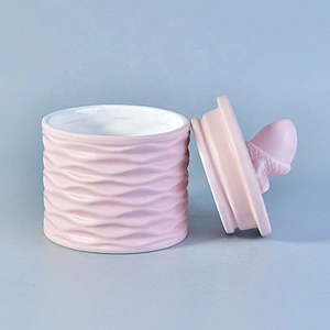 Unique Embossed Candle Container Ceramic With Lids