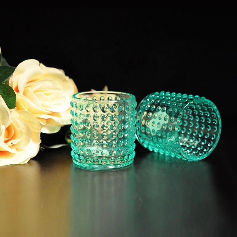 Christmas luxury green bubble tealight empty glass jars for candle making
