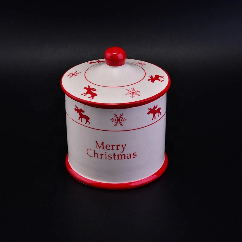 Wholesales luxury ceramic candle holder with lid for christmas 10oz