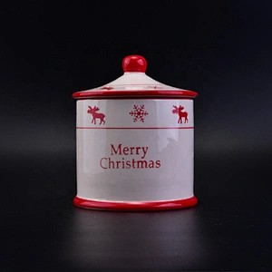 Wholesales luxury ceramic candle holder with lid for christmas 10oz