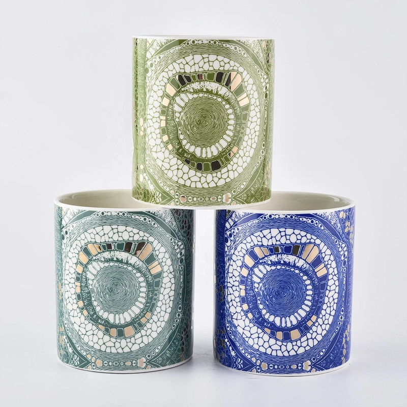 Luxury Decal Ceramic Candle Holders For Wedding Party