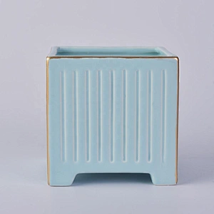 Christmas custom empty blue ceramic candle container