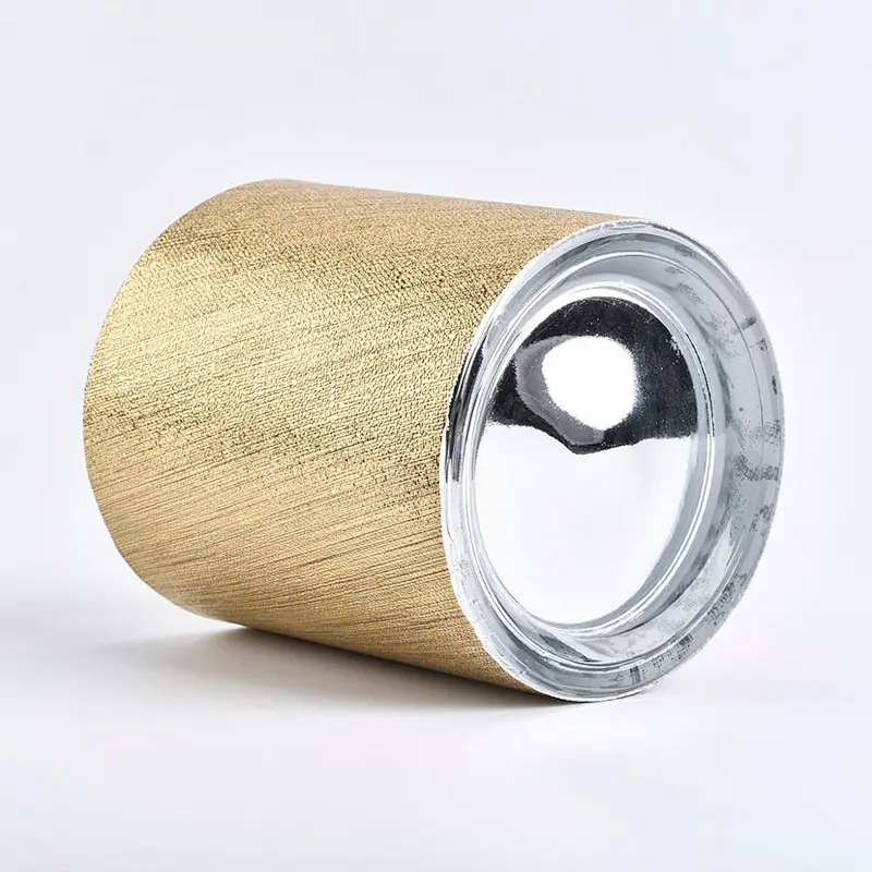 luxury gold leather glass candle holder