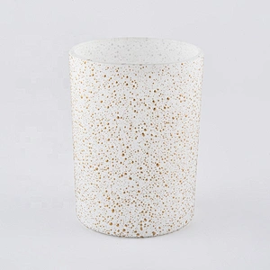 White Glass Candle Jars 350ml With Gold Decoration