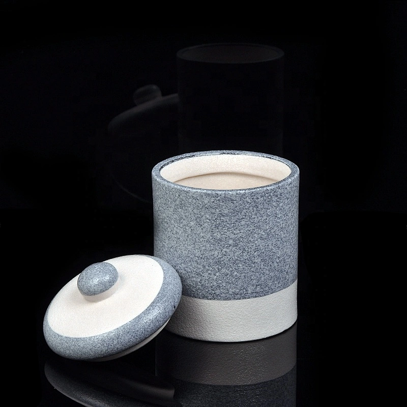 300ml Luxury grey ceramic candle jar with lid