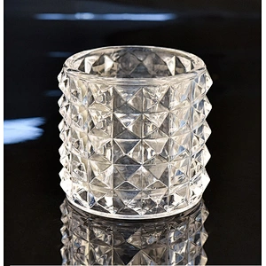 8oz unique embossed high-white glass candle holder glass jar for home decoration