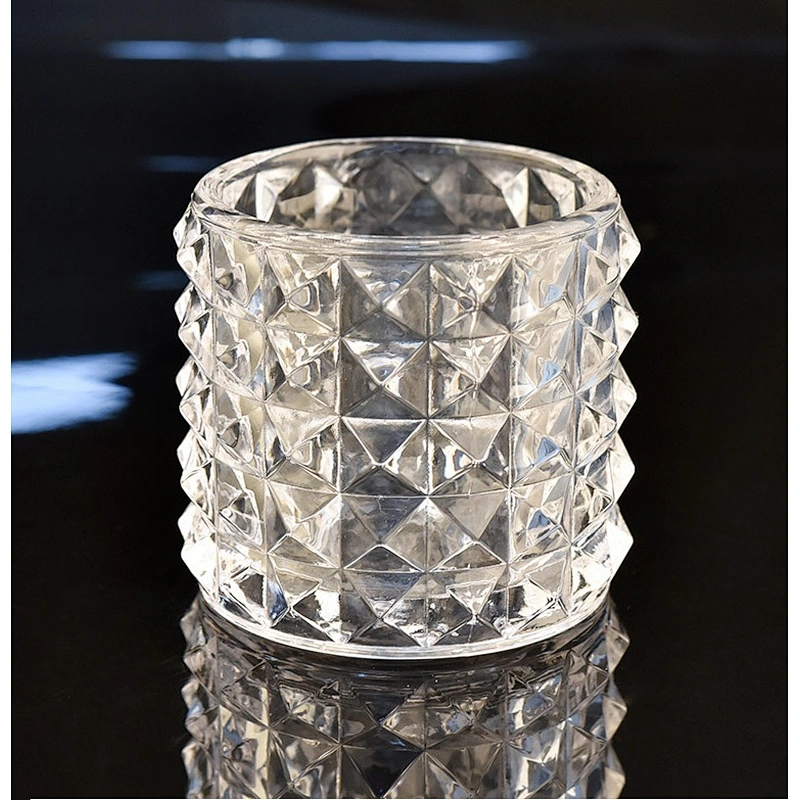 8oz unique embossed high-white glass candle holder glass jar for home decoration