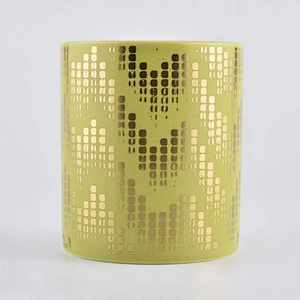 10oz Home decoration luxury gold printing christmas ceramic candle holders