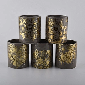 In bulk luxury cylinder amber ceramic candle holders 8oz 10oz