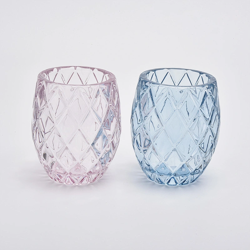 6oz Embossed Glass Candle Jar With Spray Color