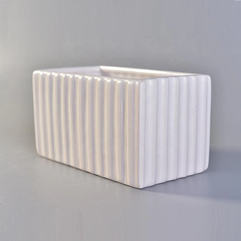 Wholesales white square ceramic candle holders 10oz 12oz