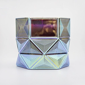 Home decor hexagon soy wax scented luxury glass candle holder 8oz 10oz 14oz