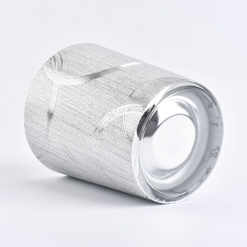 Sunny leather electroplated silver PU material candle holders jars