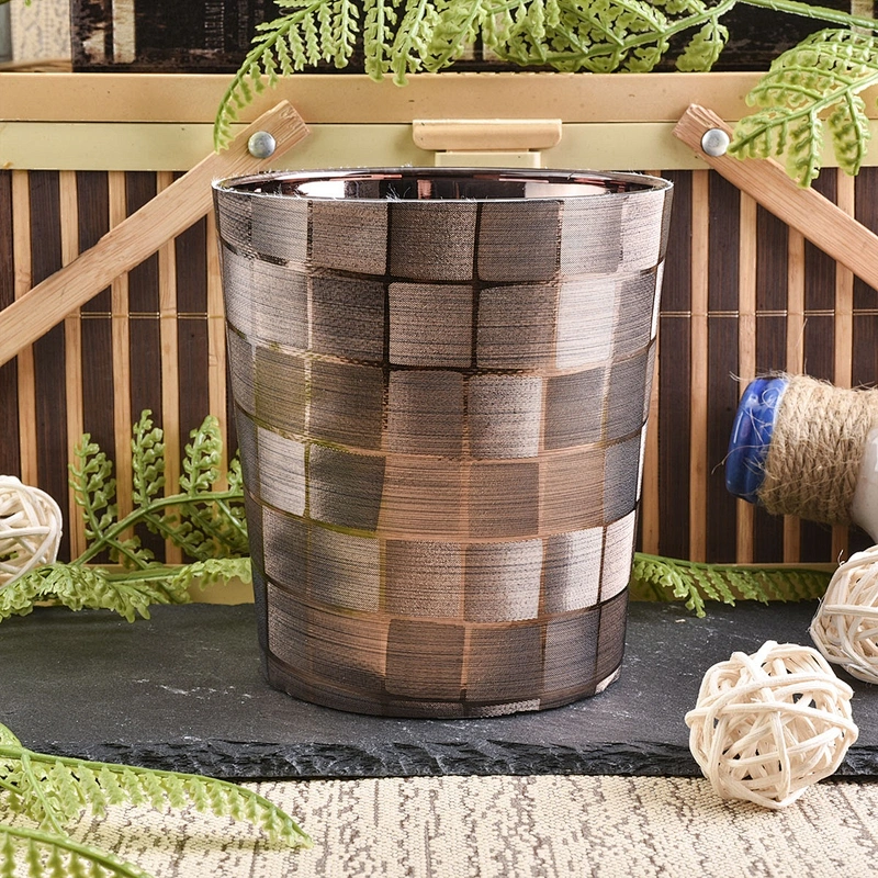 Wholesales brown luxury PU leather laser candle holders