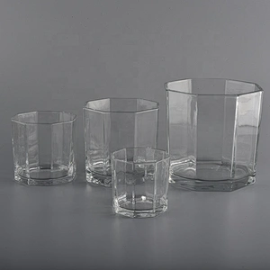 Home decoration scented hexagon scented wax glass candle jars 8oz 10oz