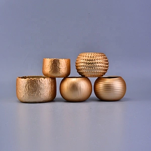 Luxury round plating bulk tealight ceramic candle holders