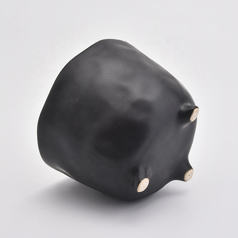 Luxury black ceramic standing candle holder home decoration