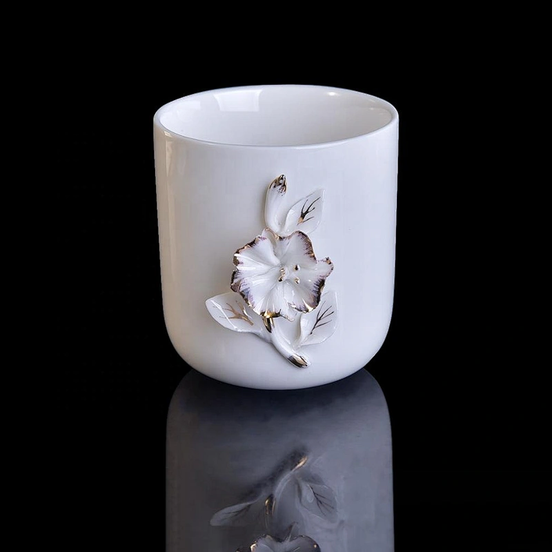 10oz 20oz Wholesales cylinder white candle ceramic holders