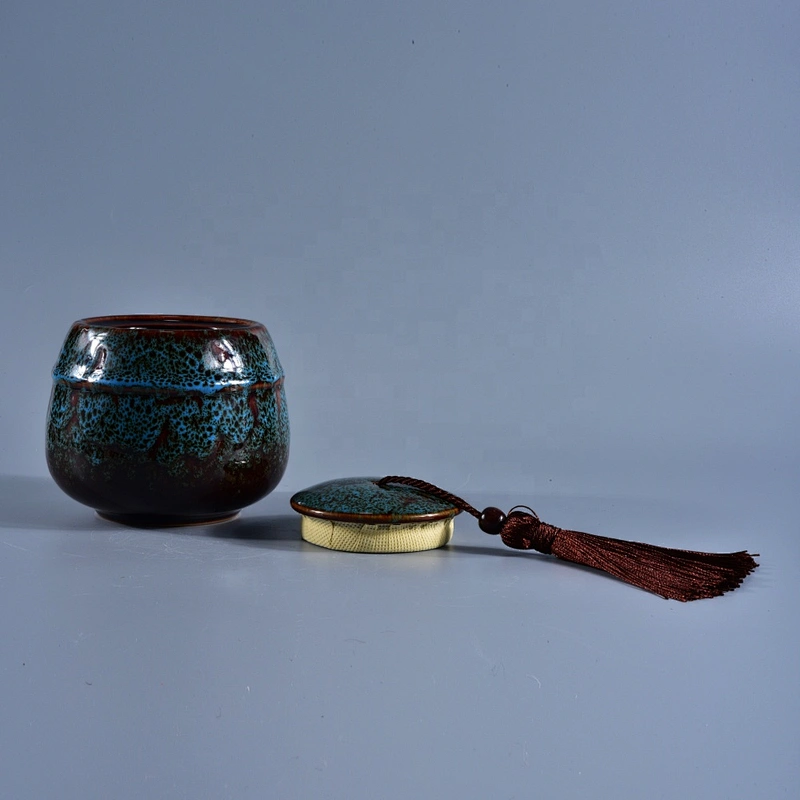 10oz Wholesales custom vintage ceramic candle jar holders with lid