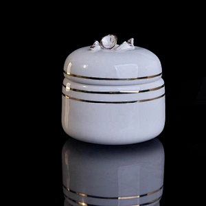 Home decoration custom white ceramic jar candle with lid