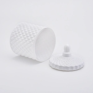 Matte White Geo Cut Luxury Glass Jar For Candle Making