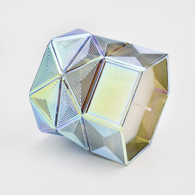 Luxury hexagonal Glass Candle Jars For Home Decoration