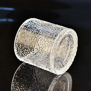 8oz embossed hot selling glass candle jar candle containers for home decor
