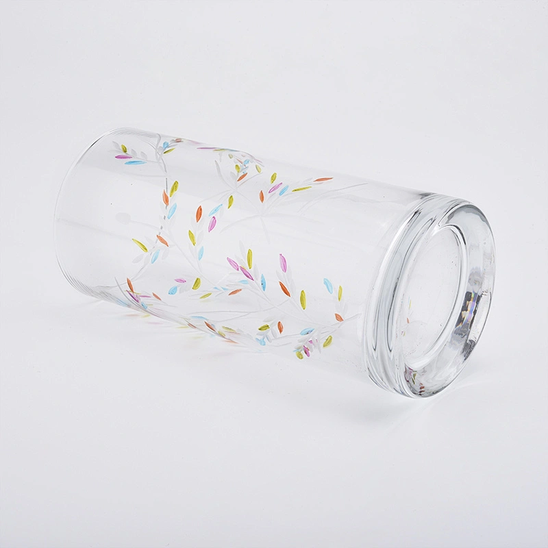 900ml embossed hand drawing glass vase home decorations candle holders