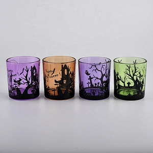Wholesales halloween luxury empty custom glass candle jars
