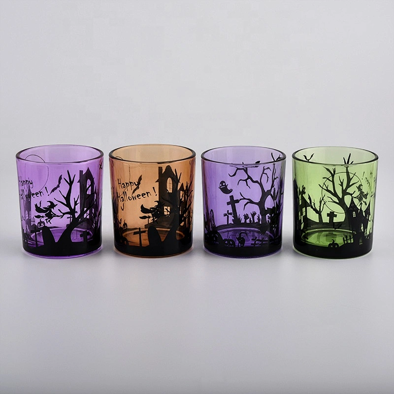 Wholesales halloween luxury empty custom glass candle jars