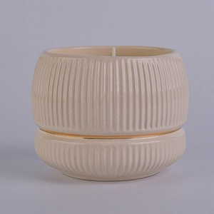 Wholesales empty tealight scented gold ceramic candle holder 10oz