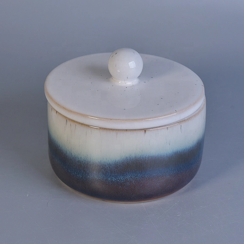10oz 20oz Wholesale custom round ceramic candle holder with lid