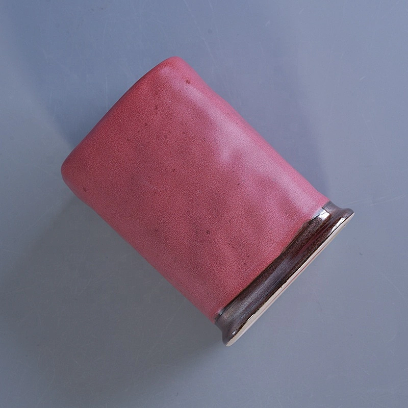 10oz 12oz 20oz Home decoration square pink candle ceramic holder
