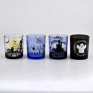 8oz 10oz matte black halloween glass vessel for candles home decoration