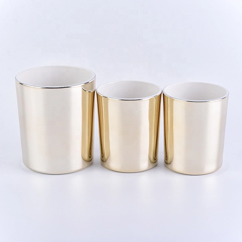 luxury metalized glass candle jar