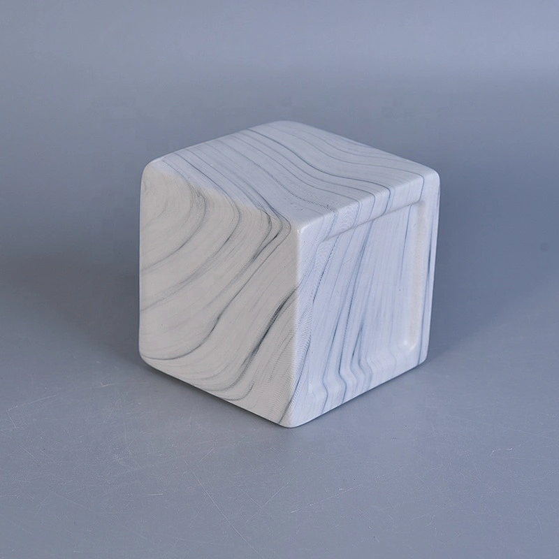 Home decor mini white square ceramic candle holder