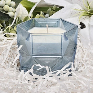 8oz 10oz 20oz Sunny Hexagon custom blue glass candle holders