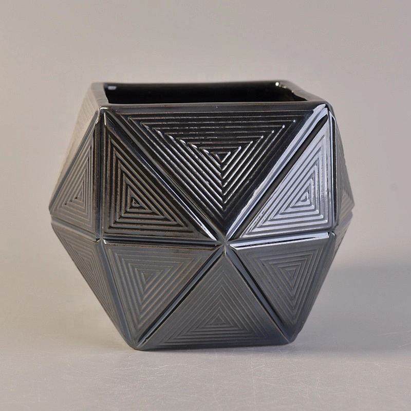 10oz 14oz Sunny black Hexagon scented glass candle holder