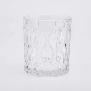 Transparent engraved glass candle cups home decor