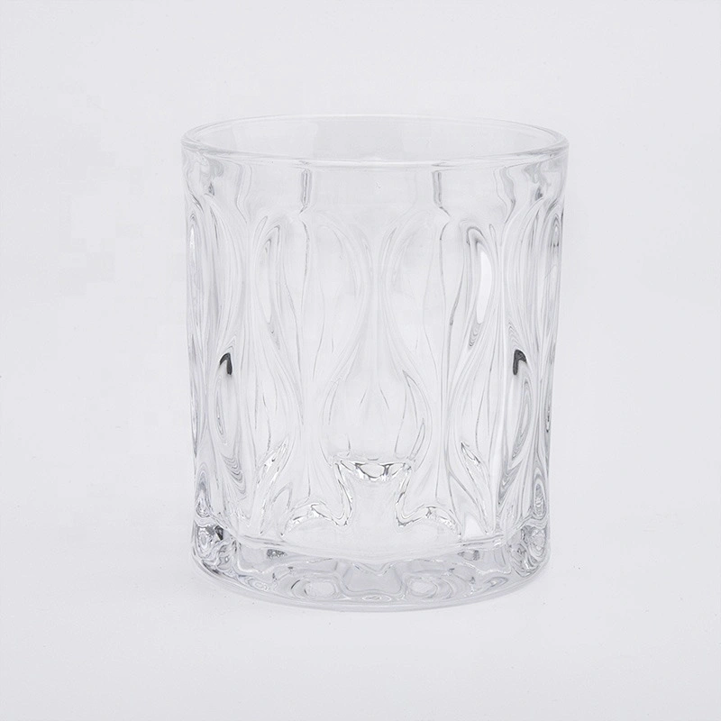 Transparent engraved glass candle cups home decor