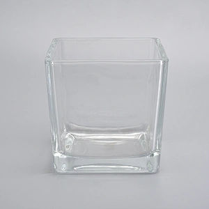 hot sales glass cube candle jar