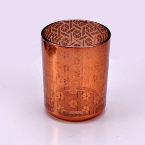 Wholesales luxury custom gold engraving tealight glass candle holder
