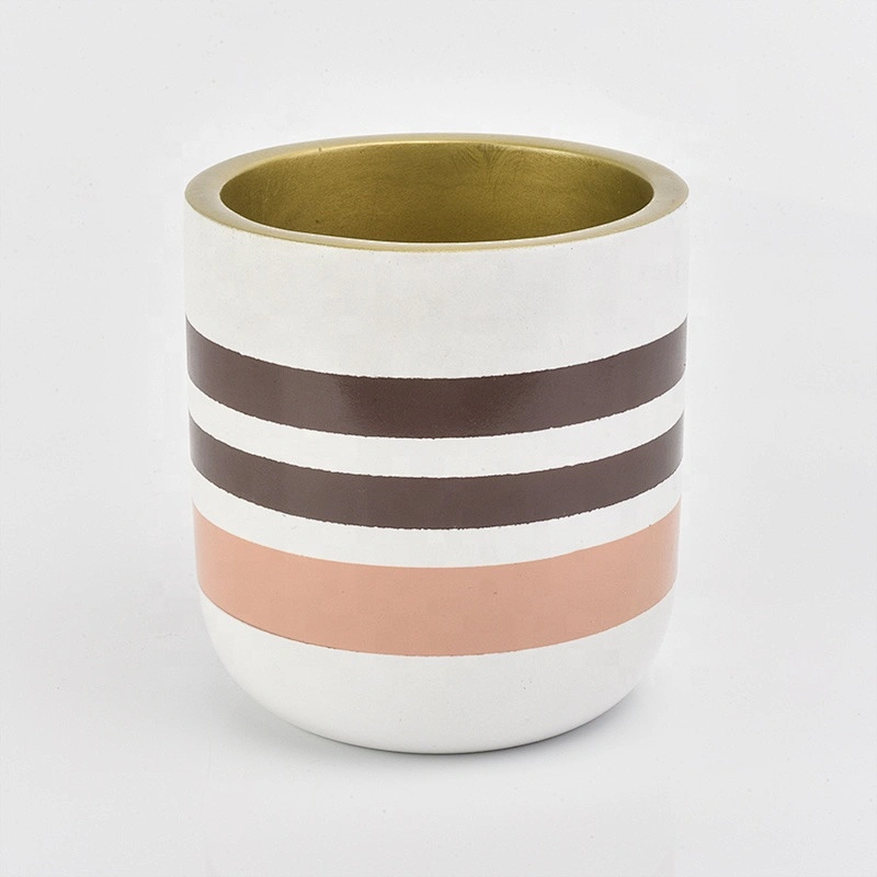 Wholesales christmas porcelain gold empty ceramic candle jar