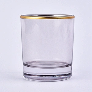 decorative gold rim glass candle jar